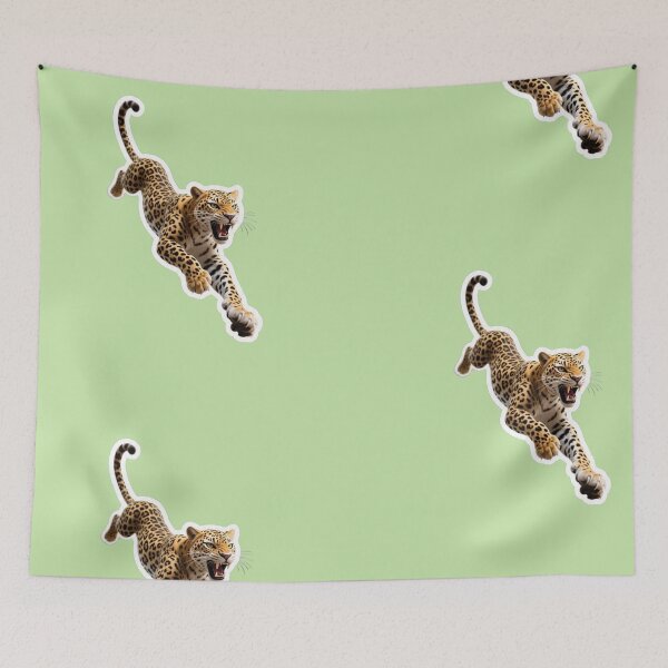 Item preview, Leaping Leopard Fierce Predator Sticker Art designed and sold by carestazafeli.