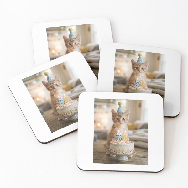 Item preview, Cat 30th birthday kitten kitty cute adorable cake party baby kawaii designed and sold by CheeseBlueprint.