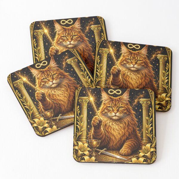 Item preview, The Magician Cat Tarot Card – Golden Maine Coon Wizard designed and sold by thirtyonestars.