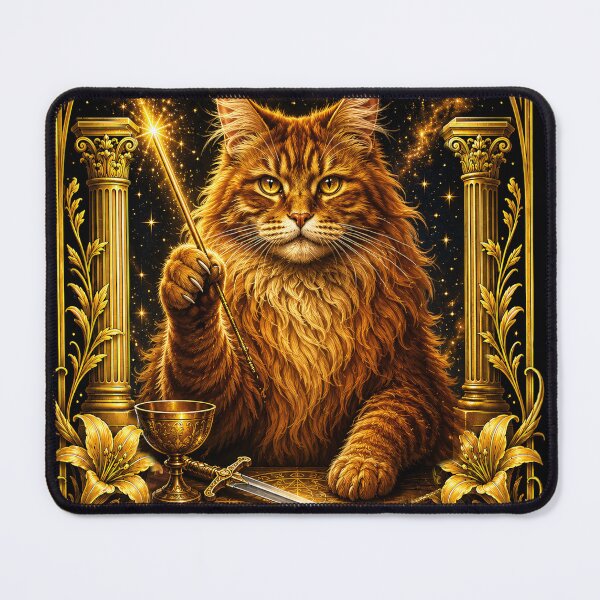 Item preview, The Magician Cat Tarot Card – Golden Maine Coon Wizard designed and sold by thirtyonestars.