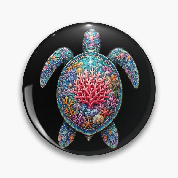Item preview, Colorful Coral Sea Turtle | Ocean Coral Reef Art Collection designed and sold by Zaru Art Studio.
