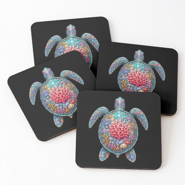 Item preview, Colorful Coral Sea Turtle | Ocean Coral Reef Art Collection designed and sold by Zaru Art Studio.