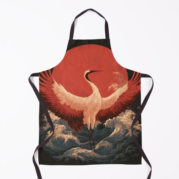 Item preview, Japanese Crane Rising Sun Wave Ukiyo-e Woodcut Art designed and sold by GrinGalore.