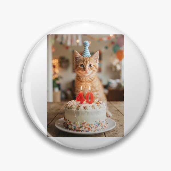 Item preview, Cat 40th birthday kitten kitty cute adorable cake party baby kawaii designed and sold by CheeseBlueprint.