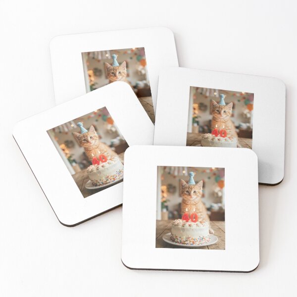 Item preview, Cat 40th birthday kitten kitty cute adorable cake party baby kawaii designed and sold by CheeseBlueprint.