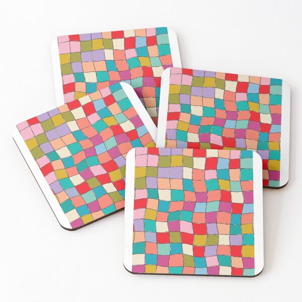 Item preview, Colorful Abstract Wavy Checkerboard Hand Drawn Geometric Grid Pattern designed and sold by raedattia.