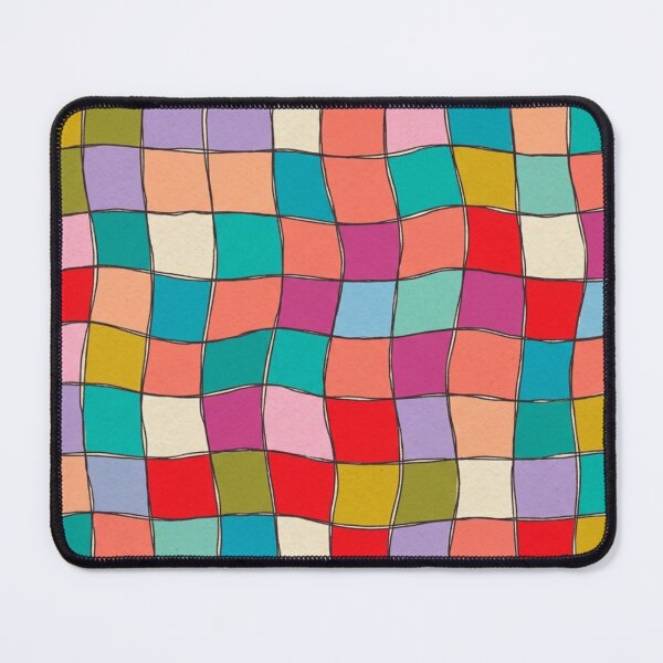 Item preview, Colorful Abstract Wavy Checkerboard Hand Drawn Geometric Grid Pattern designed and sold by raedattia.