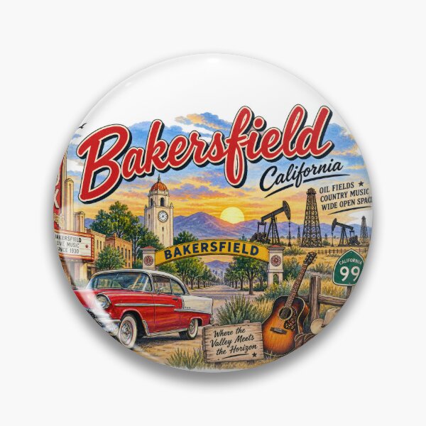 Item preview, Greetings from Bakersfield California – Vintage Landmark Collage designed and sold by Russell Thorne.