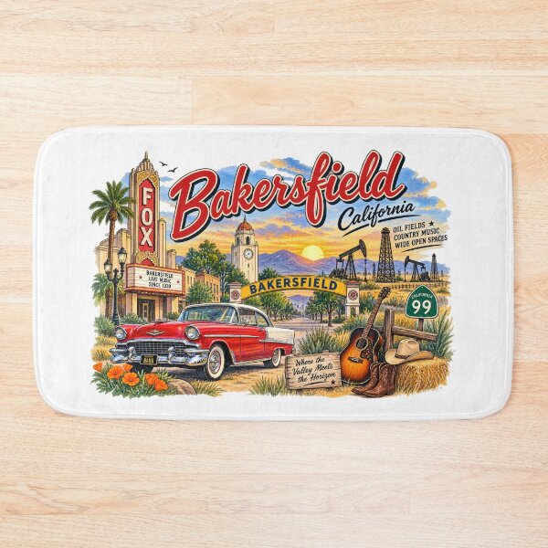 Item preview, Greetings from Bakersfield California – Vintage Landmark Collage designed and sold by Russell Thorne.