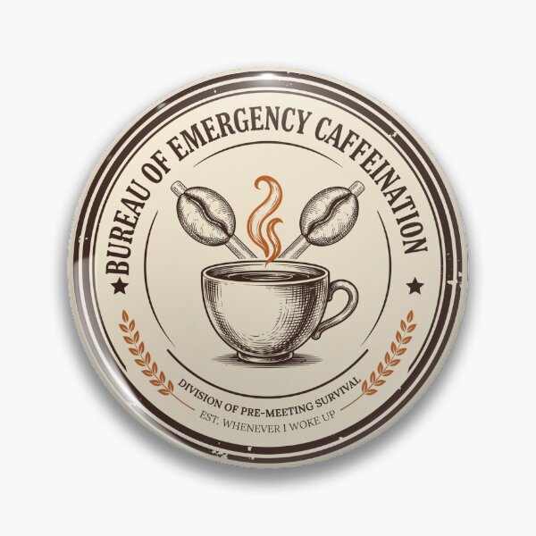 Item preview, Bureau of Emergency Caffeination - Funny Coffee Lover Badge designed and sold by HeeShirt.