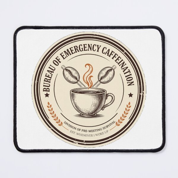 Item preview, Bureau of Emergency Caffeination - Funny Coffee Lover Badge designed and sold by HeeShirt.