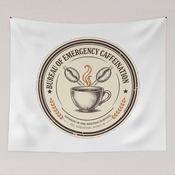 Item preview, Bureau of Emergency Caffeination - Funny Coffee Lover Badge designed and sold by HeeShirt.