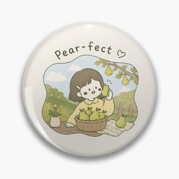 Item preview, Pear-fect Cute Kawaii Girl with Pears Cottagecore Fruit Illustration designed and sold by Eathusiast.
