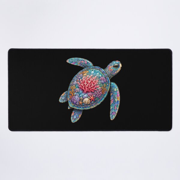 Item preview, Swimming Coral Turtle | Ocean Coral Reef Art Collection designed and sold by Zaru Art Studio.