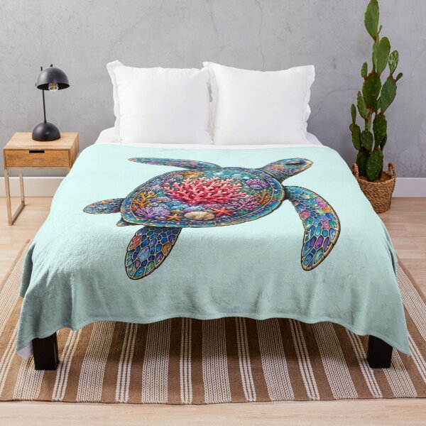 Item preview, Swimming Coral Turtle | Ocean Coral Reef Art Collection designed and sold by Zaru Art Studio.