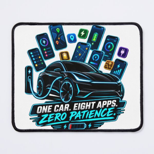 Item preview, One Car Eight Apps EV Humor designed and sold by ChargedShapes.