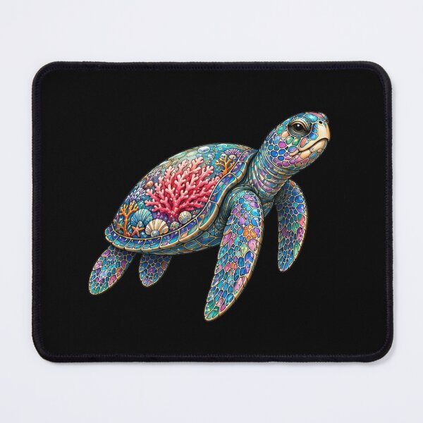 Item preview, Tropical Coral Sea Turtle | Ocean Coral Reef Art Collection designed and sold by Zaru Art Studio.