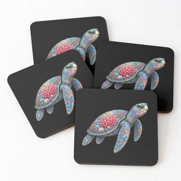 Item preview, Tropical Coral Sea Turtle | Ocean Coral Reef Art Collection designed and sold by Zaru Art Studio.