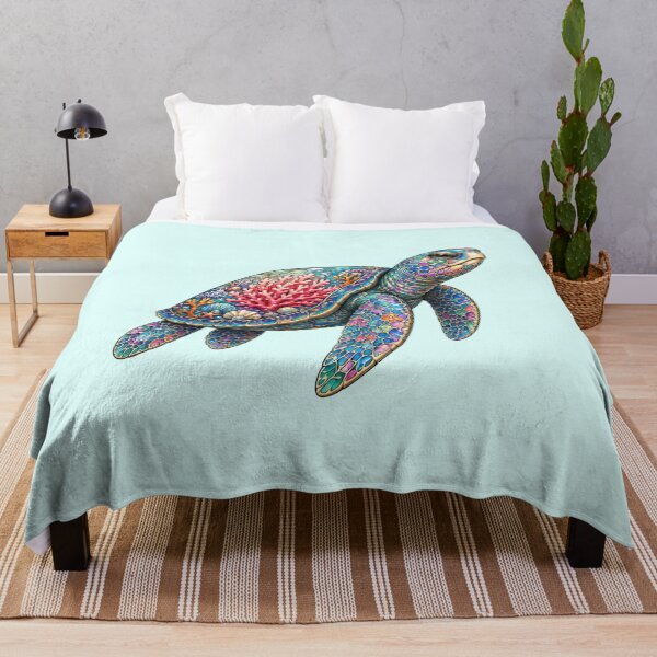 Item preview, Tropical Coral Sea Turtle | Ocean Coral Reef Art Collection designed and sold by Zaru Art Studio.