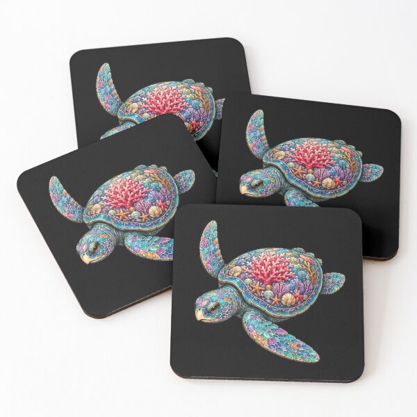 Item preview, Floral Coral Turtle | Ocean Coral Reef Art Collection designed and sold by Zaru Art Studio.
