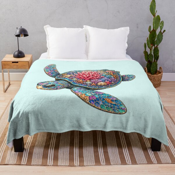 Item preview, Floral Coral Turtle | Ocean Coral Reef Art Collection designed and sold by Zaru Art Studio.