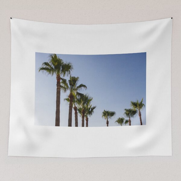 Item preview, Tall Palm Trees Against Clear Blue Sky Creating Tropical Coastal Ambiance And Summer Vibes designed and sold by Nmallia.