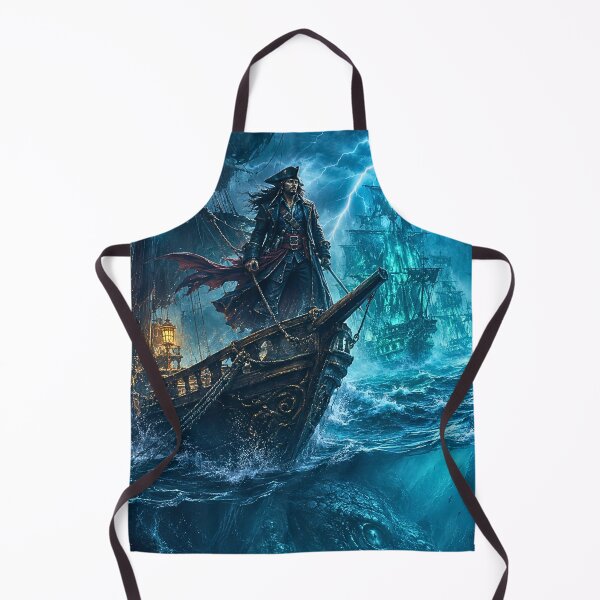 Item preview, Supernatural Pirate Captain in a Stormy Sea with Ghost Ships designed and sold by lavanya11.