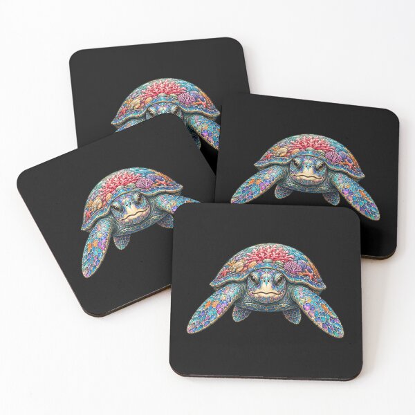 Item preview, Coral Reef Turtle Portrait | Ocean Coral Reef Art Collection designed and sold by Zaru Art Studio.