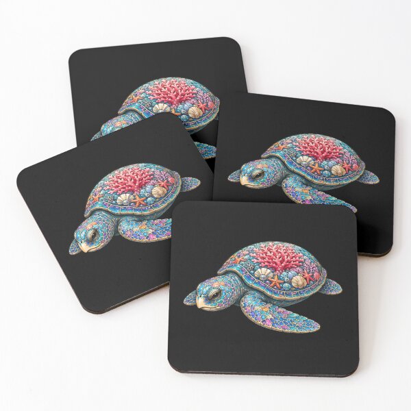 Item preview, Resting Coral Sea Turtle | Ocean Coral Reef Art Collection designed and sold by Zaru Art Studio.