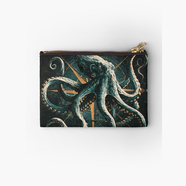 Item preview, Kraken Octopus Compass Nautical Ocean Linocut Woodcut Art designed and sold by GrinGalore.