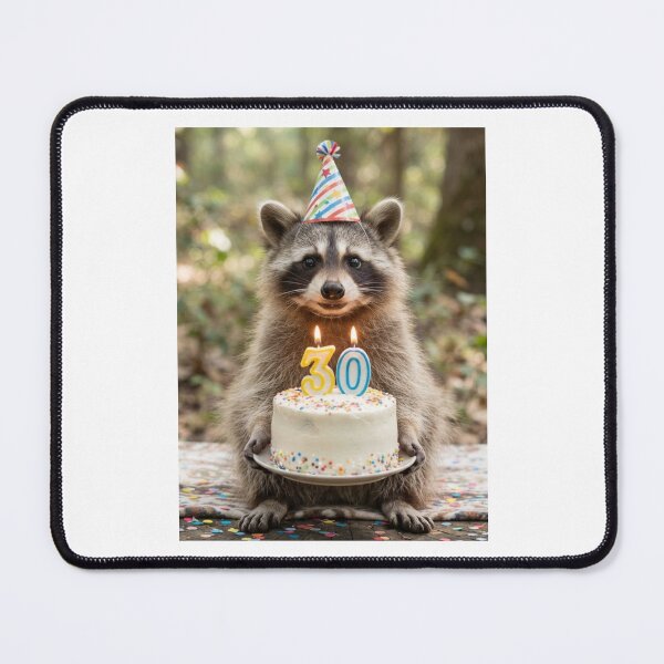 Item preview, Raccoon 30th birthday cute adorable cake party baby kawaii designed and sold by CheeseBlueprint.
