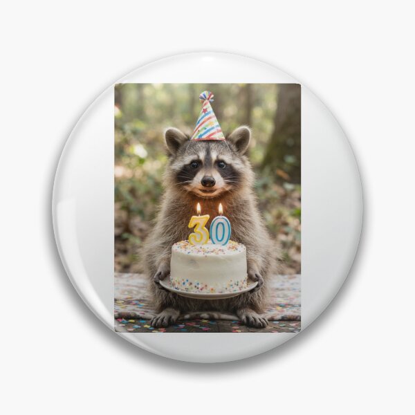 Item preview, Raccoon 30th birthday cute adorable cake party baby kawaii designed and sold by CheeseBlueprint.
