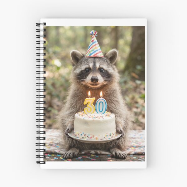 Item preview, Raccoon 30th birthday cute adorable cake party baby kawaii designed and sold by CheeseBlueprint.
