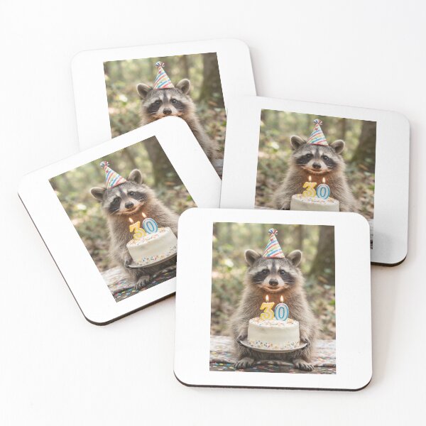 Item preview, Raccoon 30th birthday cute adorable cake party baby kawaii designed and sold by CheeseBlueprint.