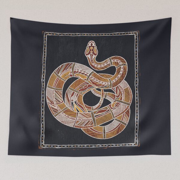 Item preview, Sacred Serpent: Indigenous Australian Carpet Python Bark Painting designed and sold by FreiherrPK.