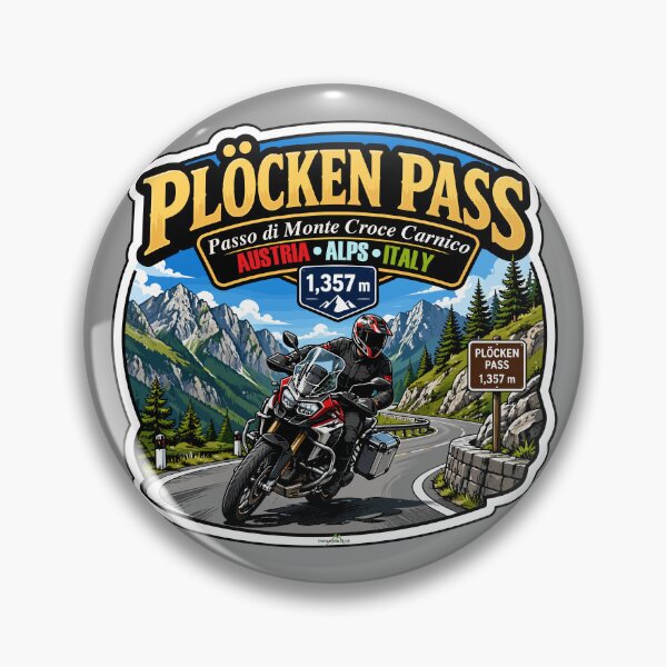 Item preview, Plöcken Pass, Passo di Monte Croce Carnico Austria - Italy Motorcycle Sticker TShirt 04 designed and sold by OuterShellUK.