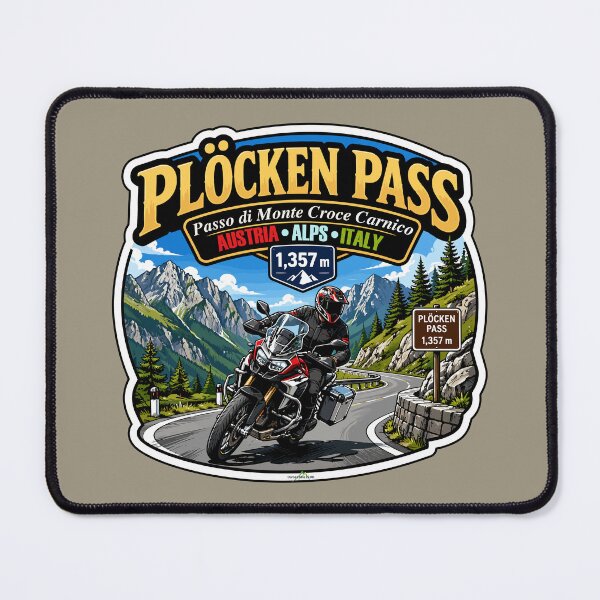 Item preview, Plöcken Pass, Passo di Monte Croce Carnico Austria - Italy Motorcycle Sticker TShirt 04 designed and sold by OuterShellUK.