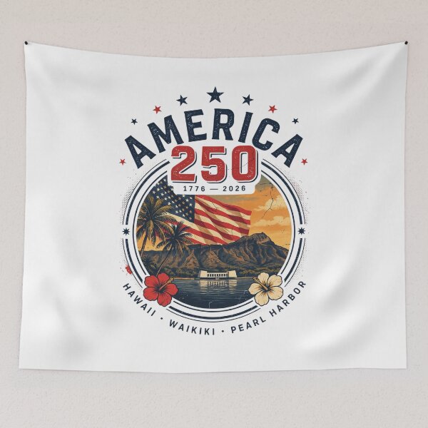 Item preview, America 250 Honolulu Hawaii Pearl Harbor Semiquincentennial 1776 - 2026 Vintage Flag v3 designed and sold by DarylWelsh2024.