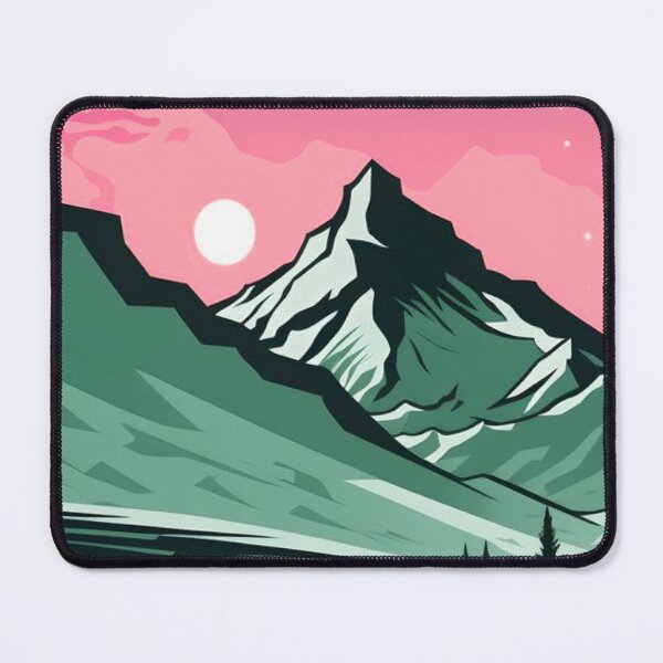 Item preview, Pink Sunset Mountain Peak Vector Landscape Art designed and sold by LYAN-STORE.