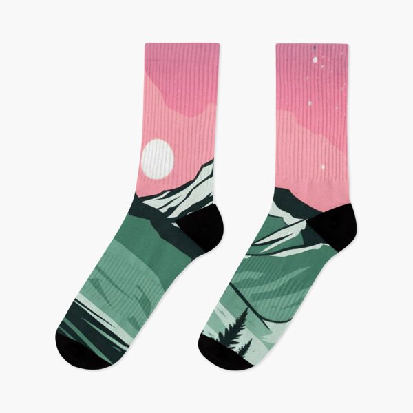 Item preview, Pink Sunset Mountain Peak Vector Landscape Art designed and sold by LYAN-STORE.