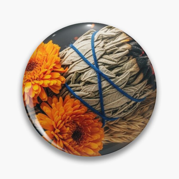 Item preview, Lammas Smudge Stick - Sage, orange flowers and wheat ears designed and sold by NeyhineAngelionShop.