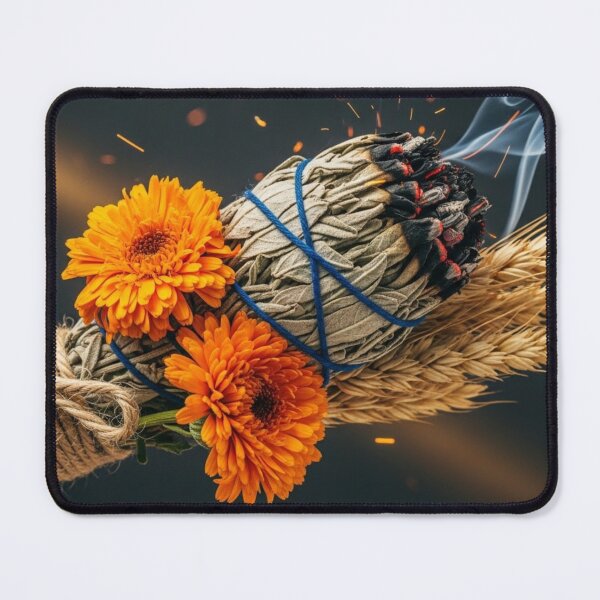 Item preview, Lammas Smudge Stick - Sage, orange flowers and wheat ears designed and sold by NeyhineAngelionShop.