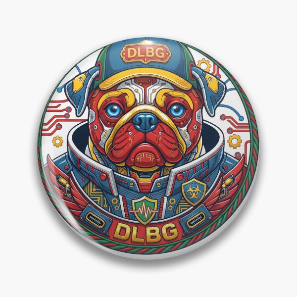 Item preview, Cyberpunk Pug Badge - Techno Beast Pop Comic Edition by DLBG designed and sold by DLBG-STORE.