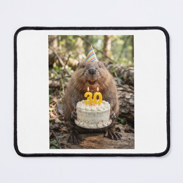 Item preview, Beaver 30th birthday cute adorable cake party baby kawaii designed and sold by CheeseBlueprint.