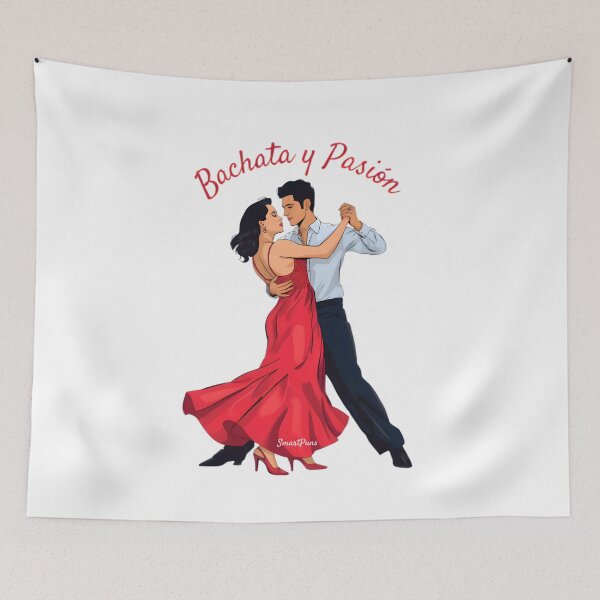 Item preview, Bachata y Pasión – Elegant Latino Dance Couple Vector, Romantic Sensual Latin Dancers Silhouette, Red Dress Comic Illustration Apparel Sticker designed and sold by SmartPuns.