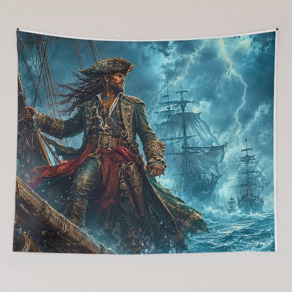 Item preview, Legendary Pirate Captain Facing a Sea Leviathan in a Supernatural Storm designed and sold by lavanya11.
