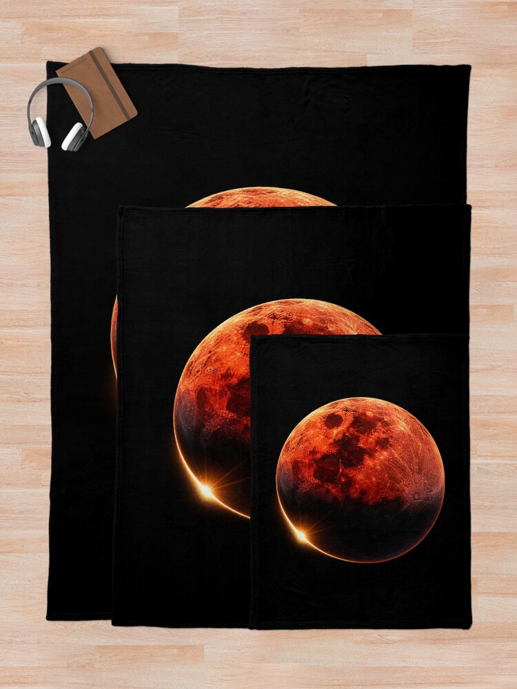 Thumbnail 5 of 6, Throw Blanket, Lunar eclipse designed and sold by ADRAV.