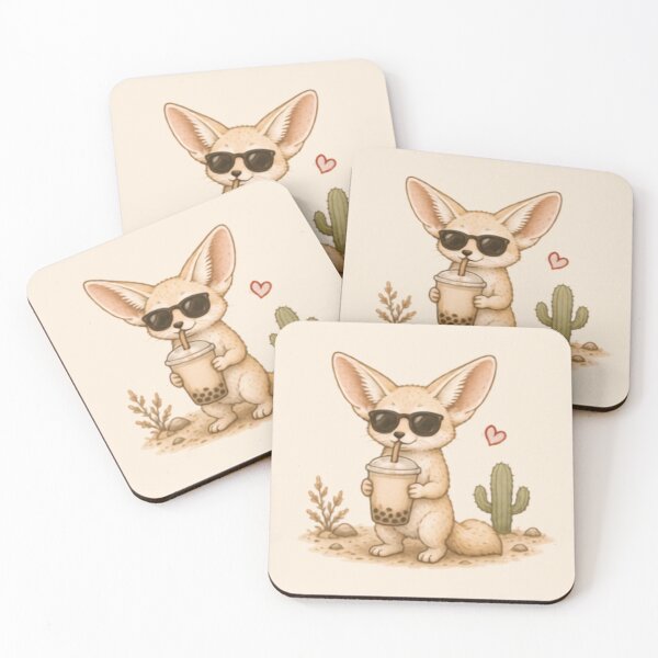 Item preview, Boba Tea Fennec Fox designed and sold by MellowMunchkins.