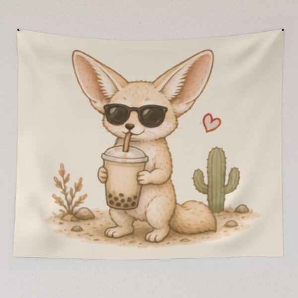 Item preview, Boba Tea Fennec Fox designed and sold by MellowMunchkins.