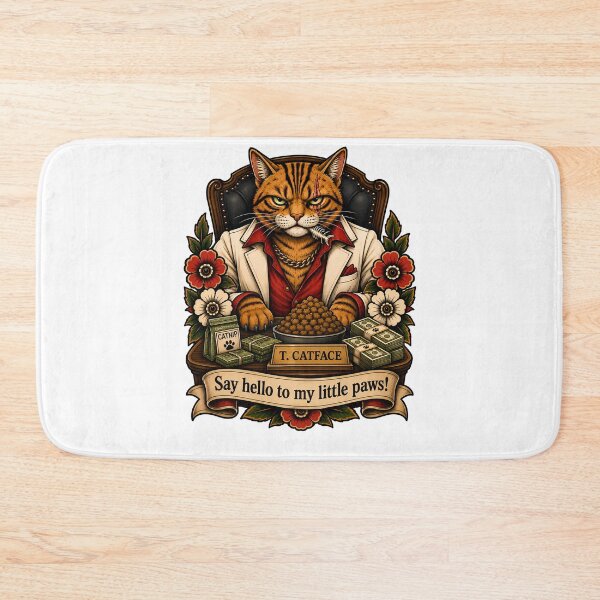 Item preview, Scarface Catface Tattoo Gangster Cat designed and sold by Old's Cool Cat Studio.
